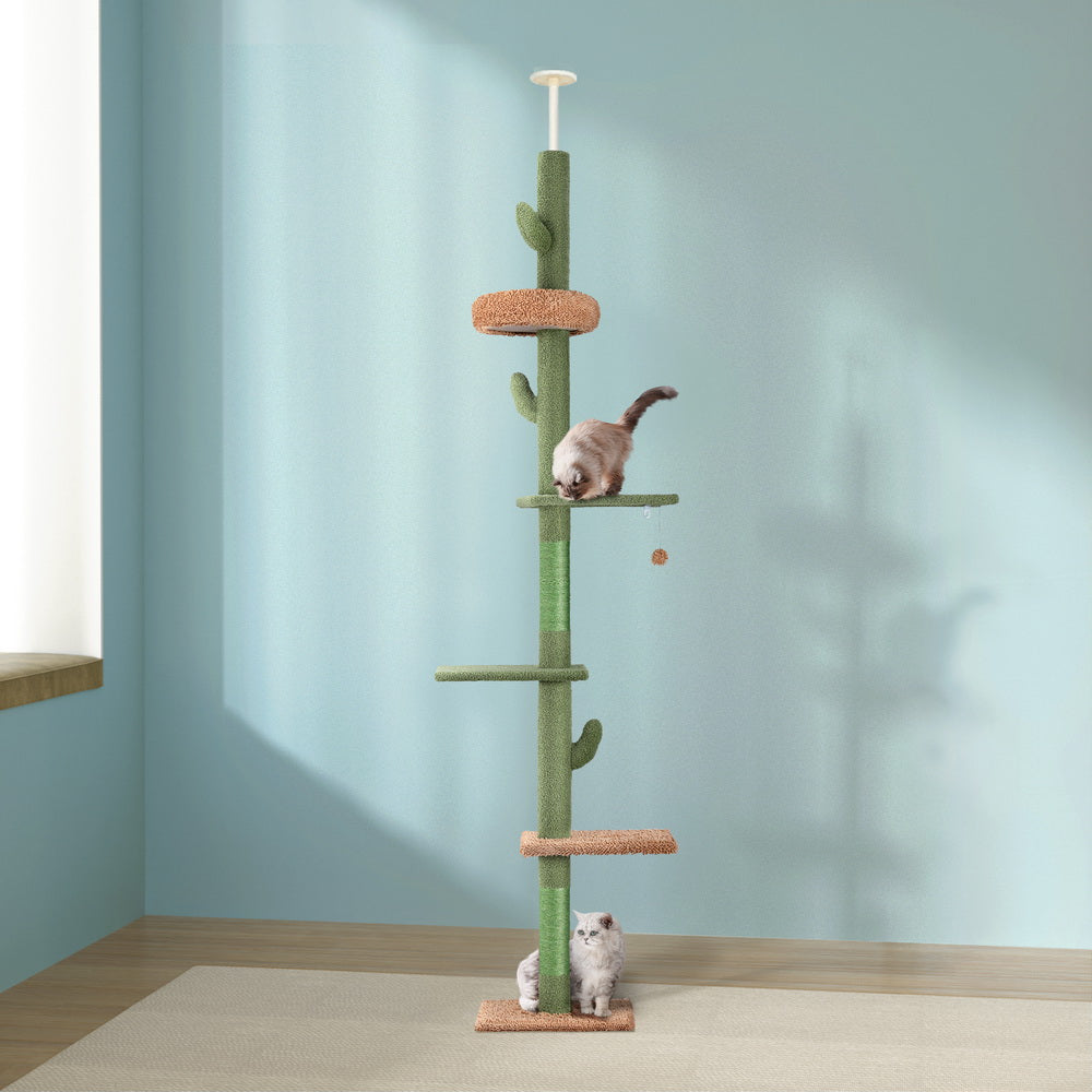 290cm Cactus Cat Tree Tower Scratching Post Scratcher Floor to Ceiling - The Cat Den