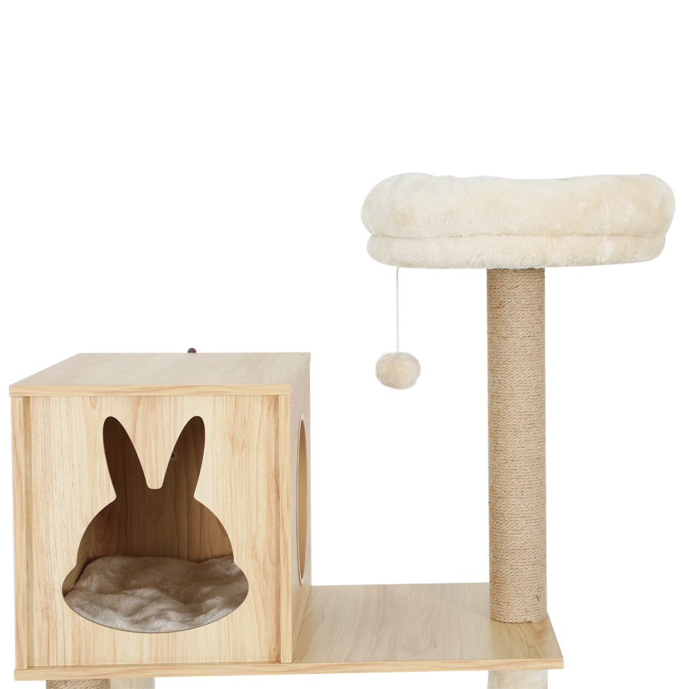 i.Pet Cat Tree 141cm Tower Scratching Post Scratcher Wood Bed Condo Toys House Ladder - The Cat Den