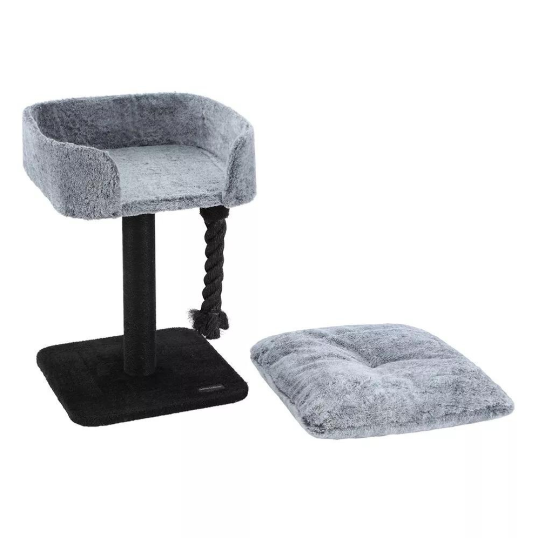 Plush cat bed with removable cushion