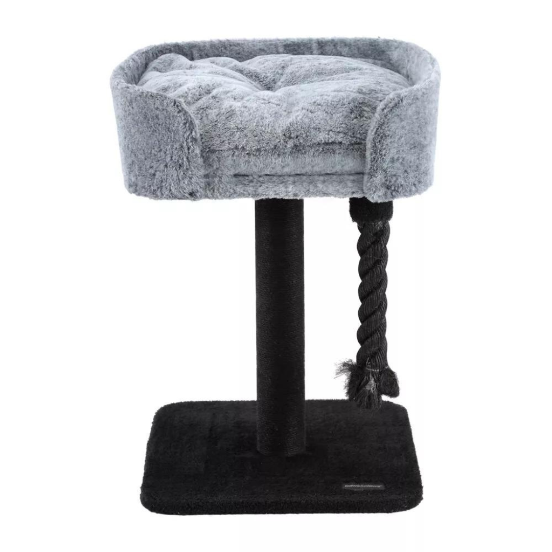 Plush cat bed with removable cushion