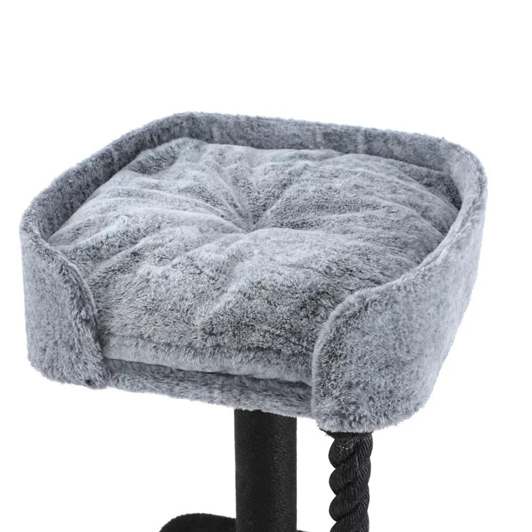 Plush cat bed with removable cushion