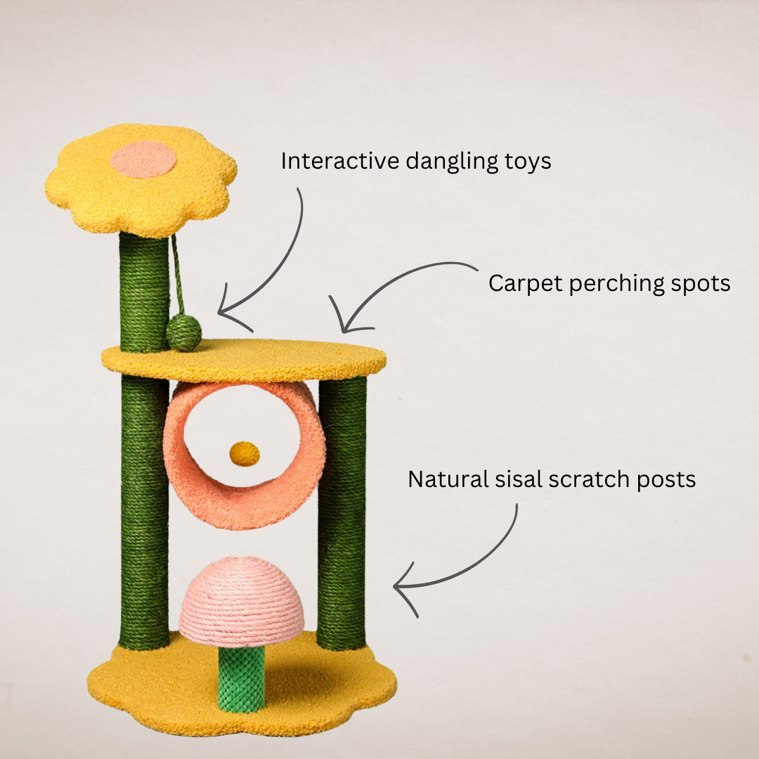 90cm Sunflower Plush Cat Scratching Post - The Cat Den