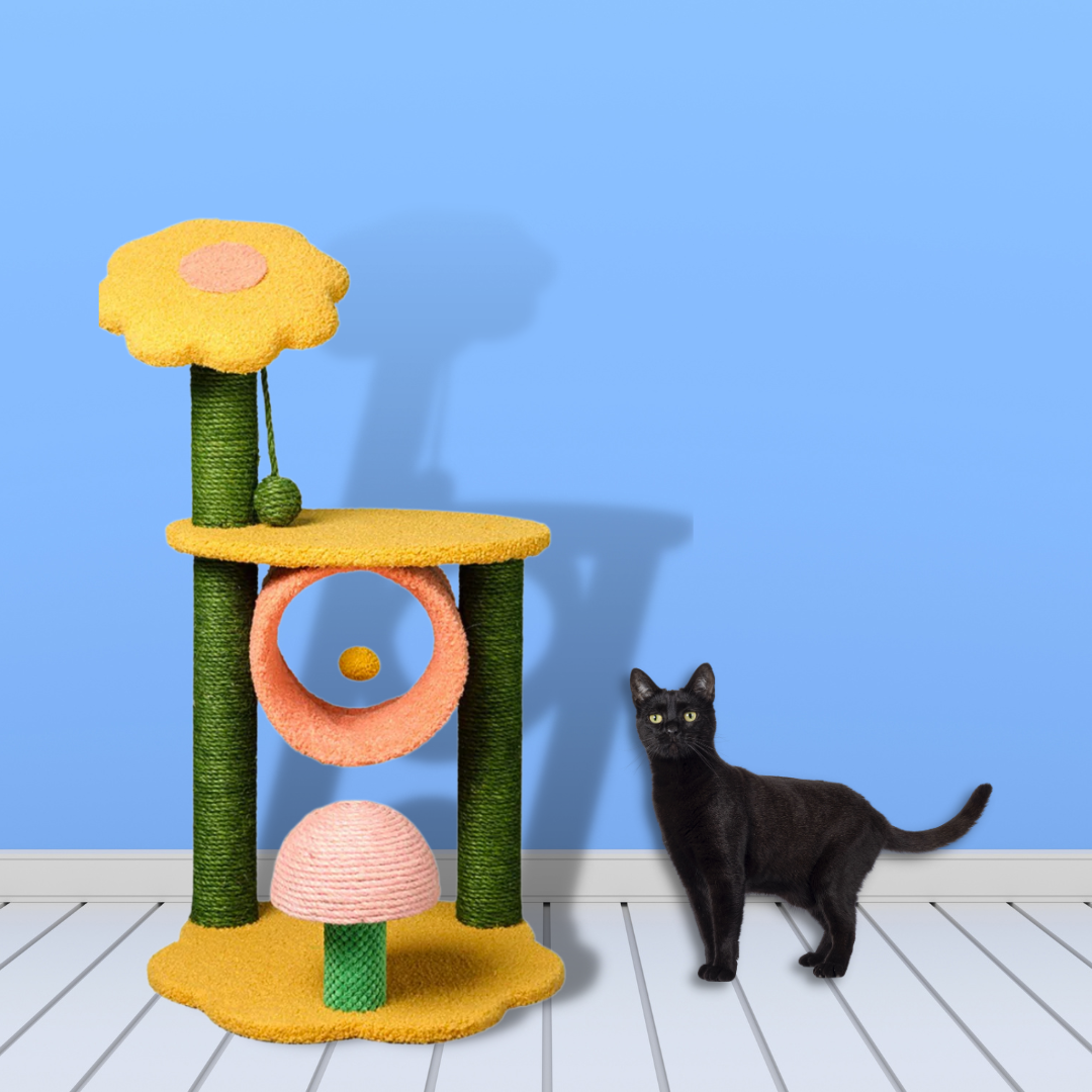 90cm Sunflower Plush Cat Scratching Post - The Cat Den