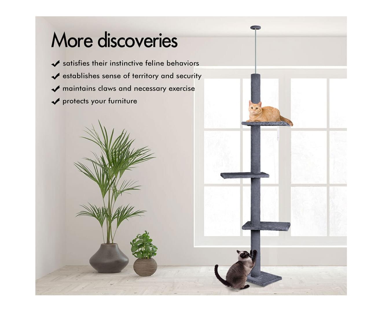 Three Tier Floor-To-Ceiling Cat Climbing Tree - The Cat Den