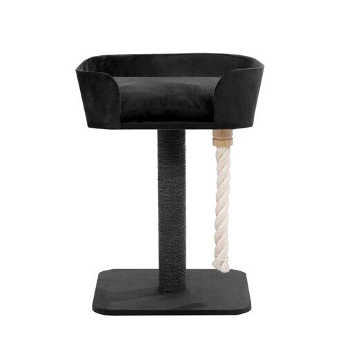 60cm Luxury Cushioned Cat Bed Scratcher - Black - The Cat Den