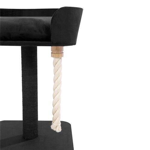 60cm Luxury Cushioned Cat Bed Scratcher - Black - The Cat Den