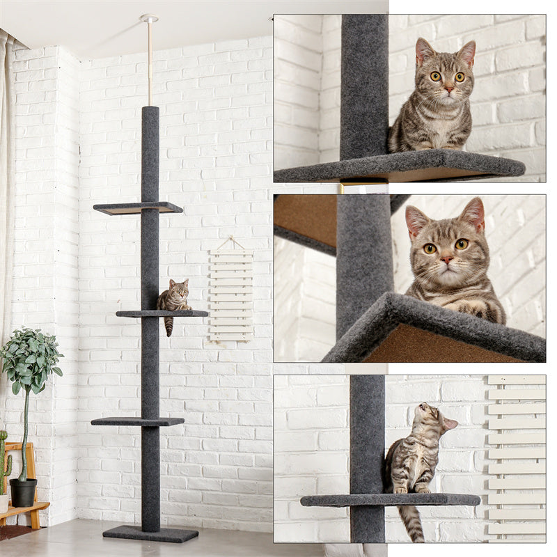 Three Tier Floor-To-Ceiling Cat Climbing Tree - The Cat Den