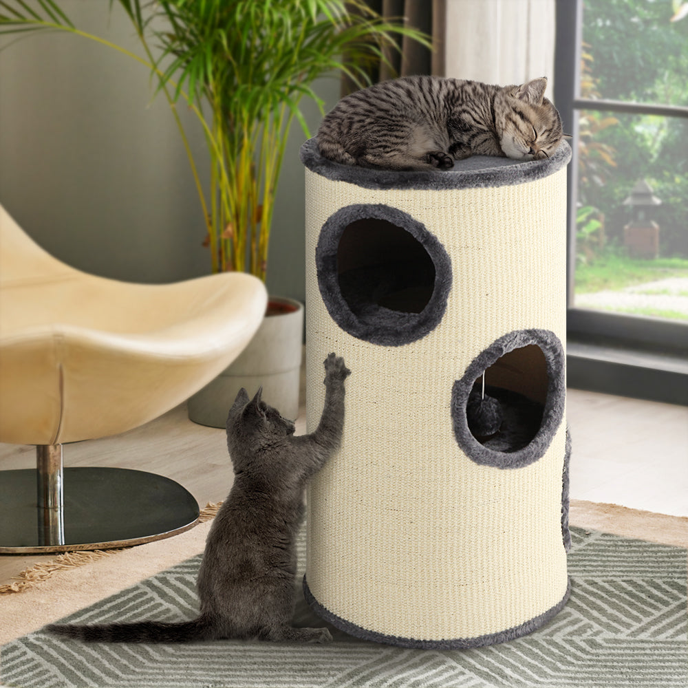 Multi Level Elegant Cat Condo Plush Hideaway - The Cat Den