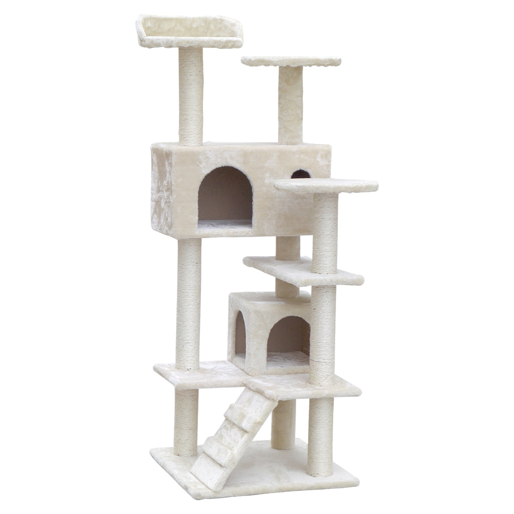 134cm Cat Trees - Beige - Whiskerzandco