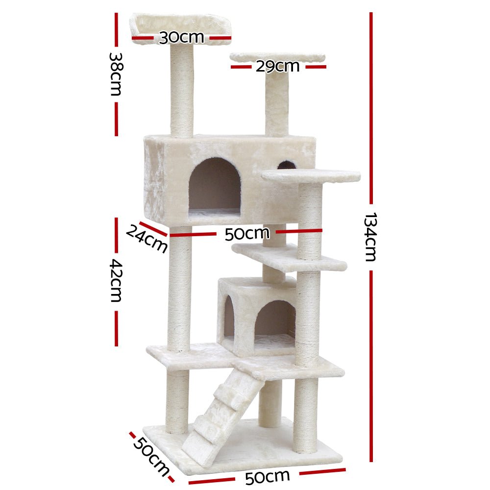 134cm Cat Trees - Beige - Whiskerzandco