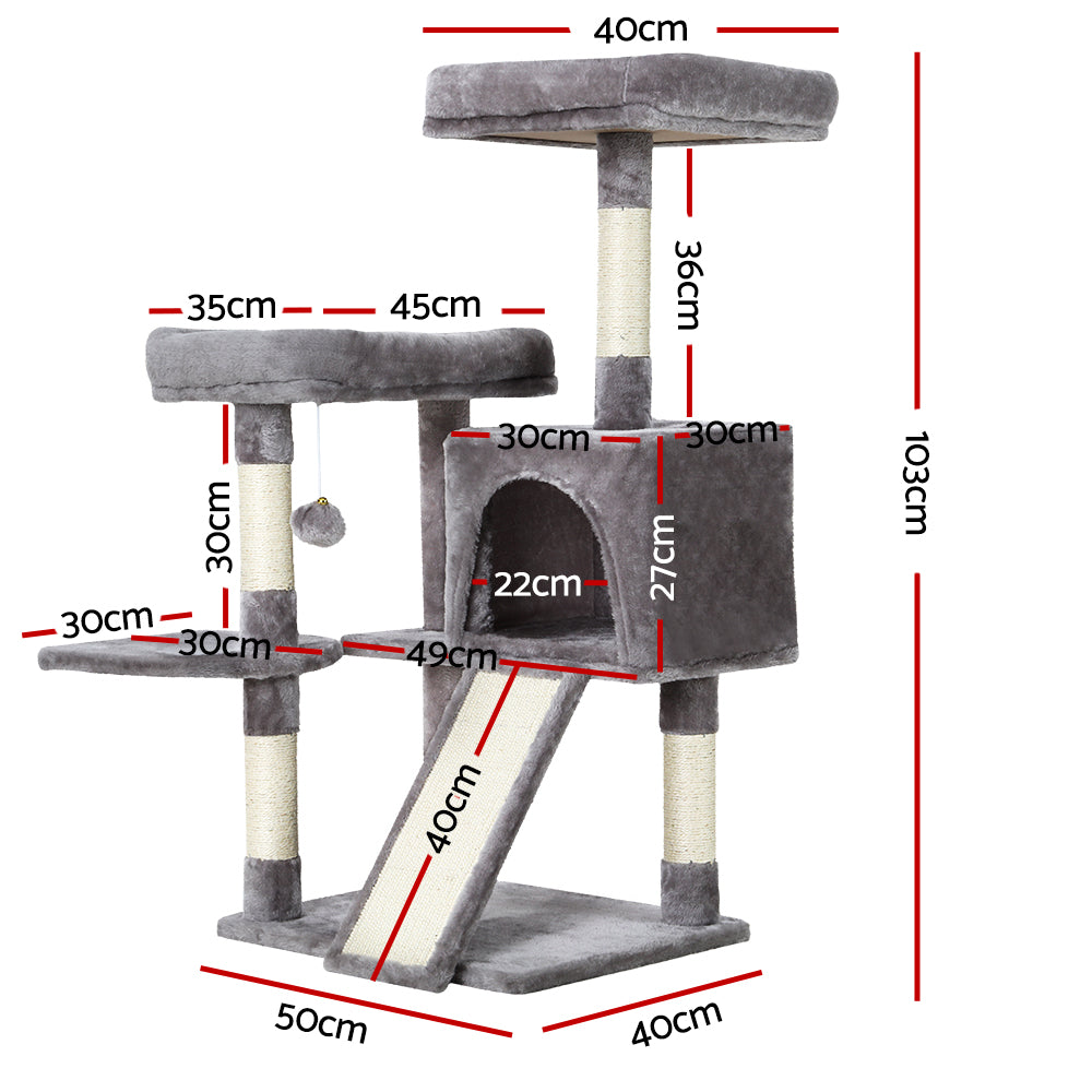 103cm cat tree with multi cat beds. Cat furniture australia