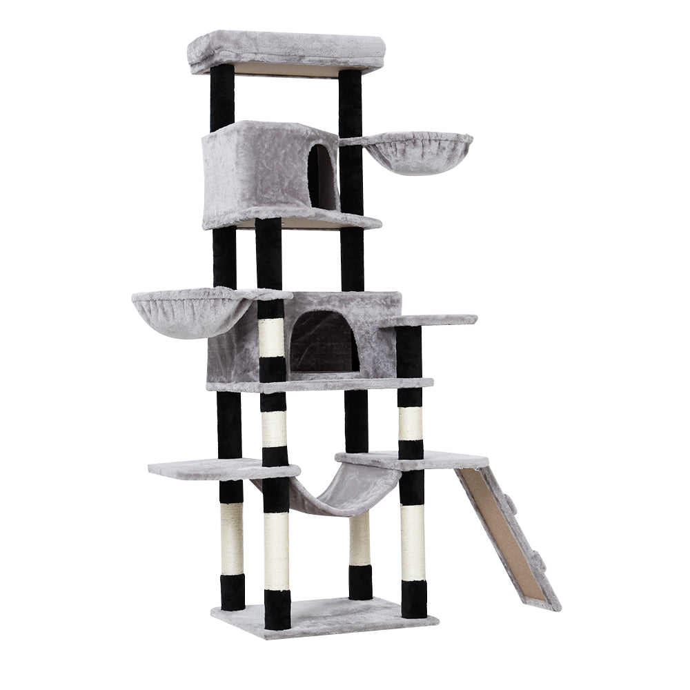 Multi-Level Gray Pet Cats Scratching Posts and Trees