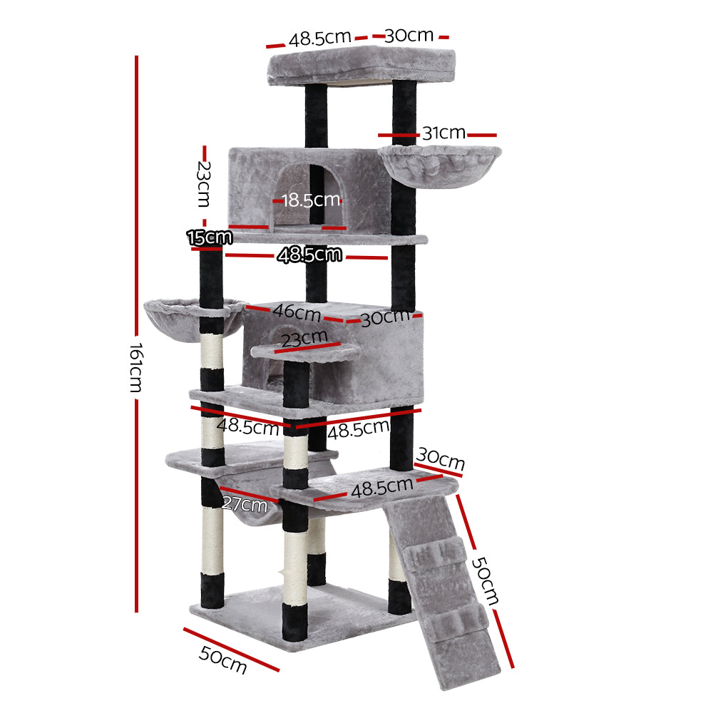 Multi-Level Gray Pet Cats Scratching Posts and Trees