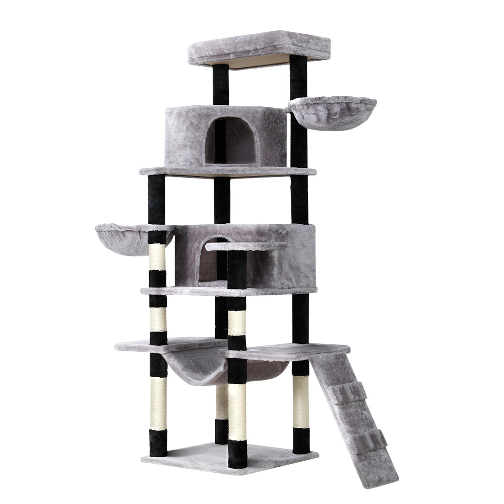 Multi-Level Gray Pet Cats Scratching Posts and Trees