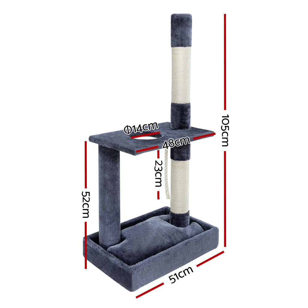 cat stand with cat pole scratcher including soft cat bed