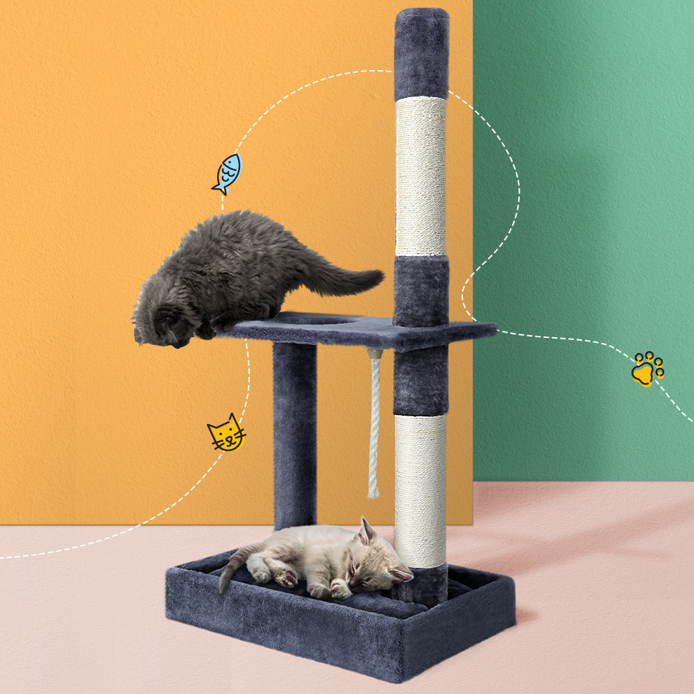 102cm Cat Tree Scratcher with Scratching Poles and Bed 