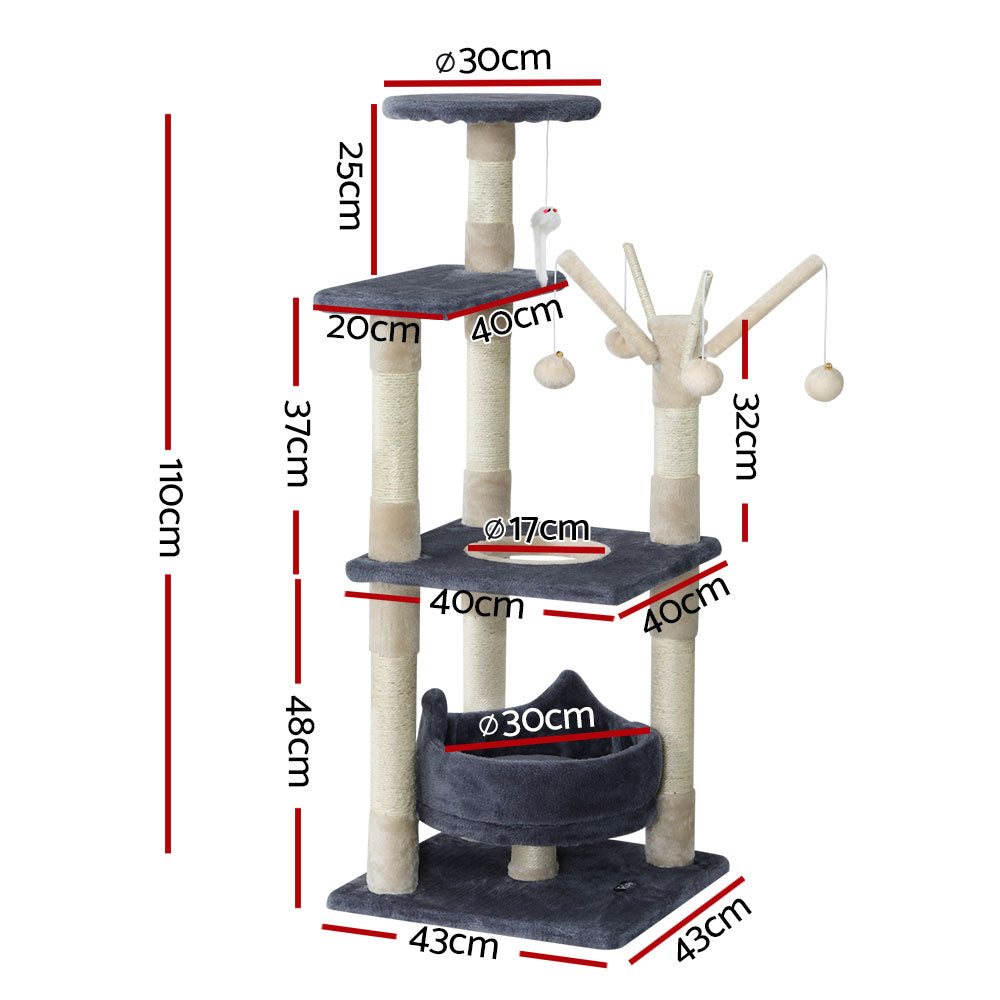 110cm Cat Tree With Cushioned Bed - The Cat Den