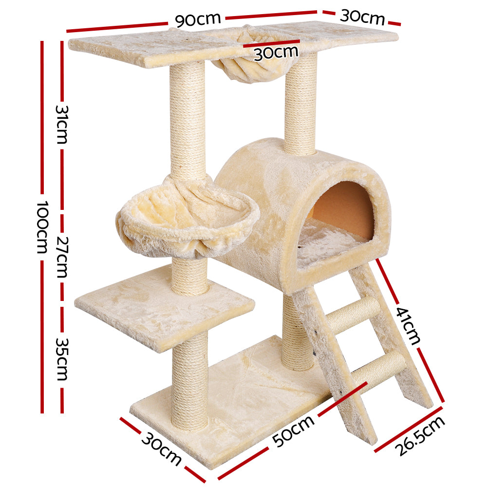 plush cat tower with scratching posts