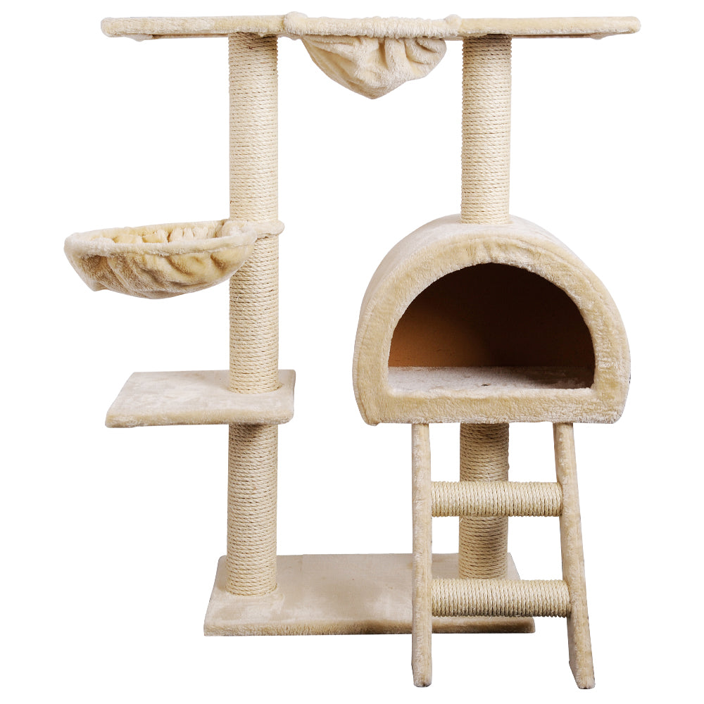 100cm Cat Tree with Multiple Beds With Sisal Rope