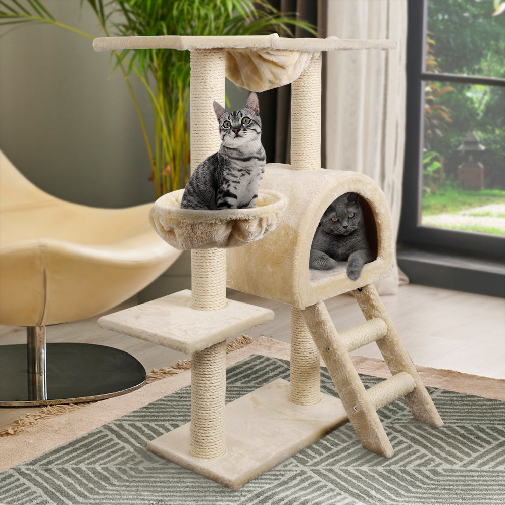 100cm Cat Tree with Multiple Beds With Sisal Rope