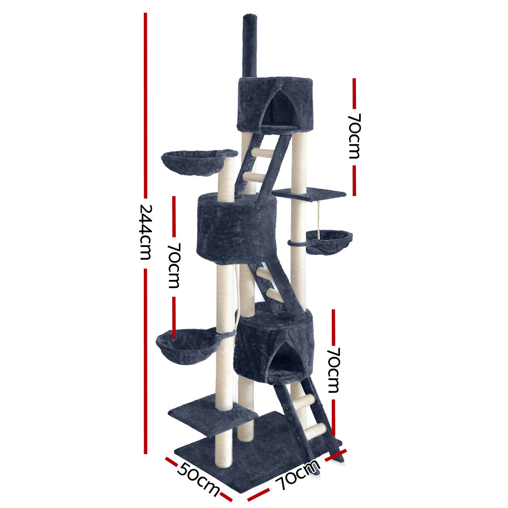 244cm Cat Tree / Multi Pouch Hammocks - Whiskerzandco