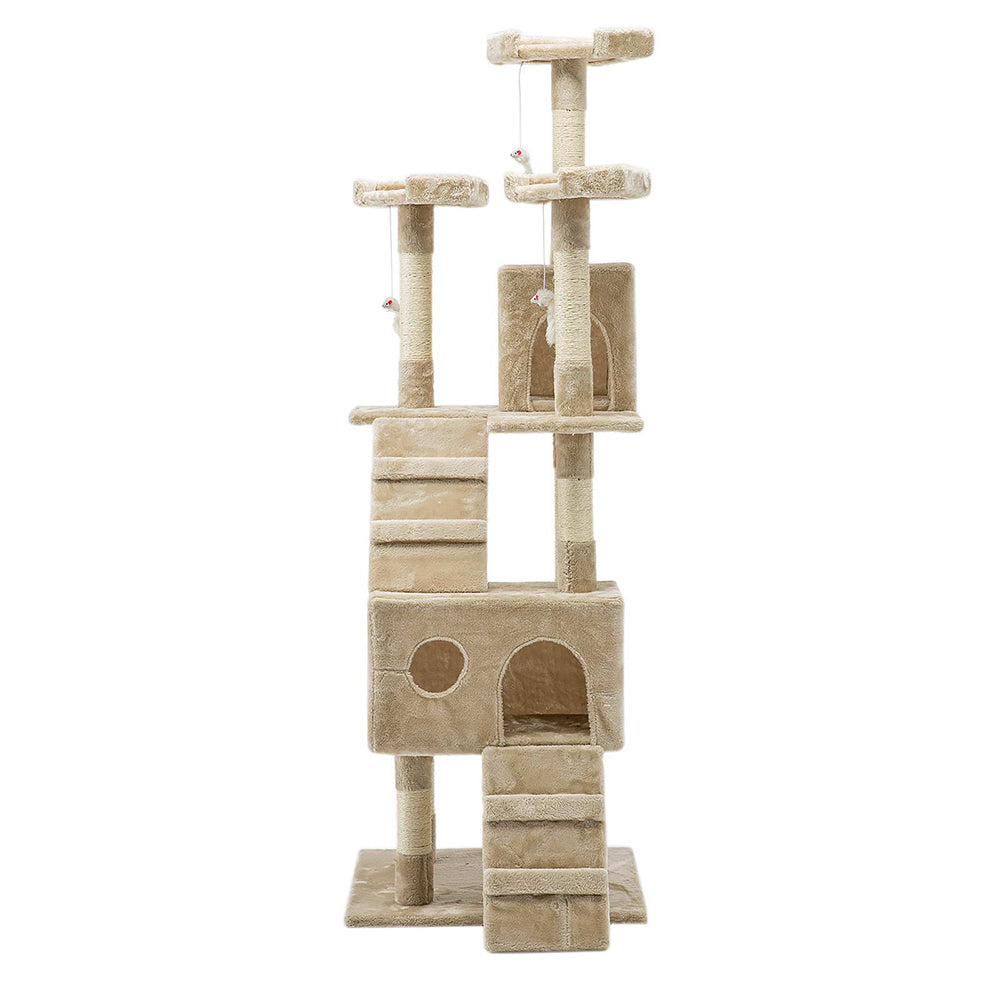 180cm Cat Tree - Multi Platform - Beige - The Cat Den