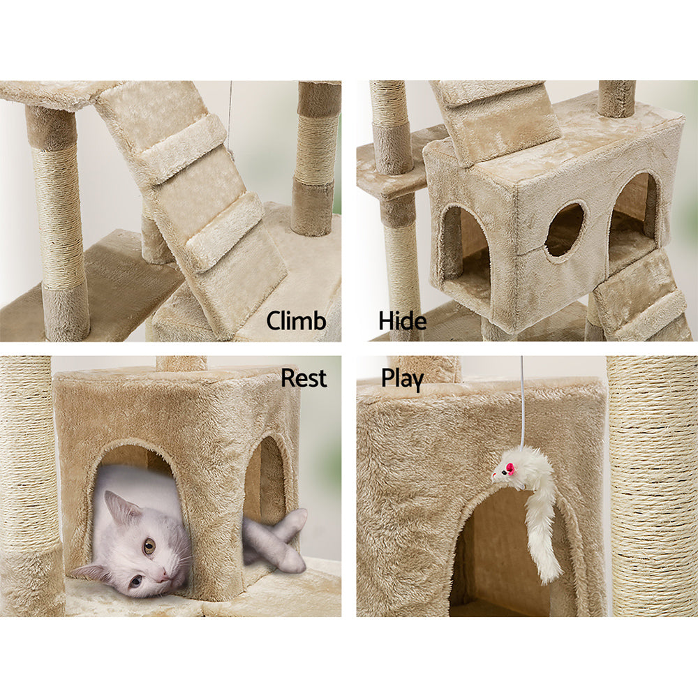 180cm Cat Tree - Multi Platform - Beige - The Cat Den