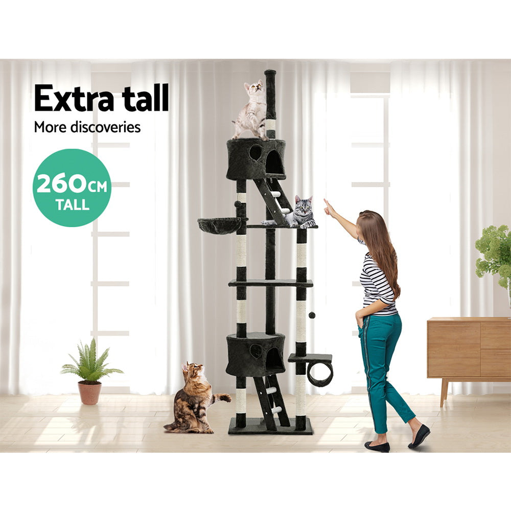 260cm Cat Tree Scratcher With Pouch Hammock - The Cat Den