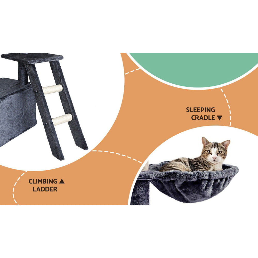 138cm Cat Tree - Grey - The Cat Den