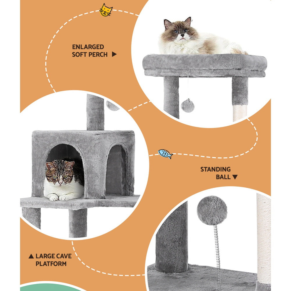 143cm Cat Tree Light Grey - The Cat Den