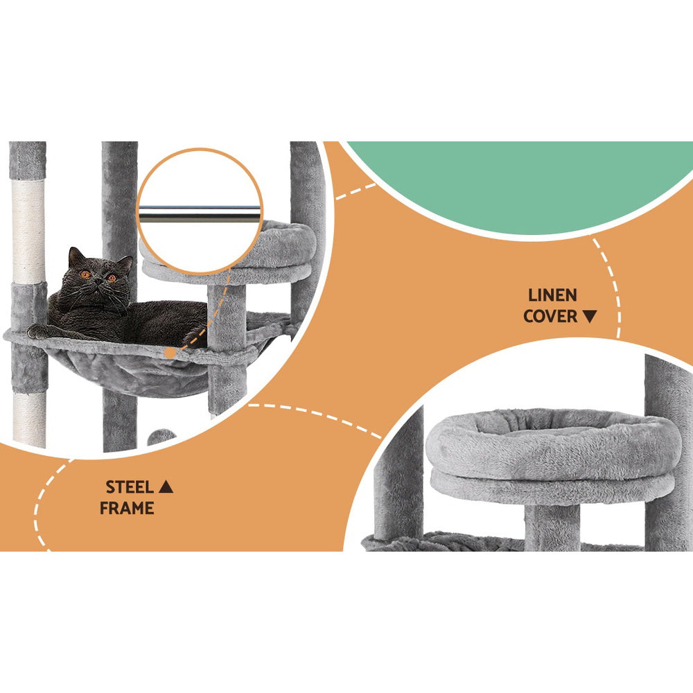 143cm Cat Tree Light Grey - The Cat Den