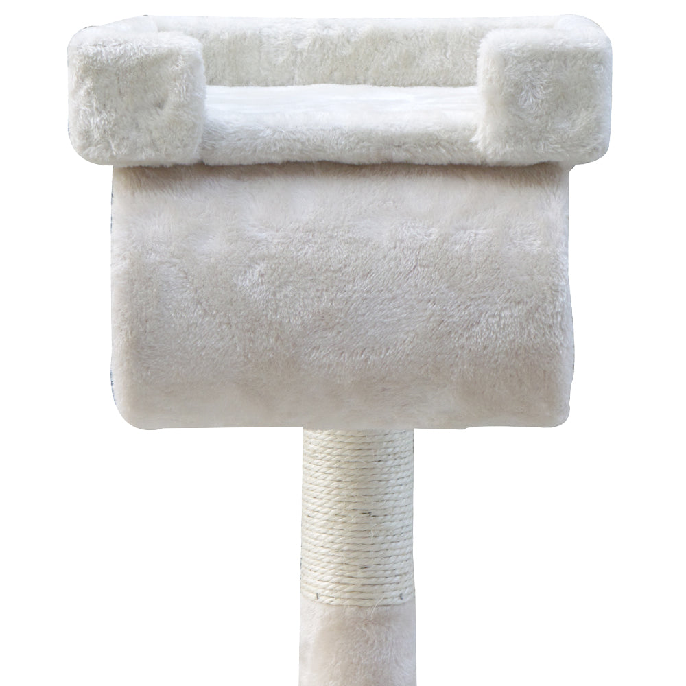 141cm Cat Tree With Pouch Hammock - Beige - The Cat Den