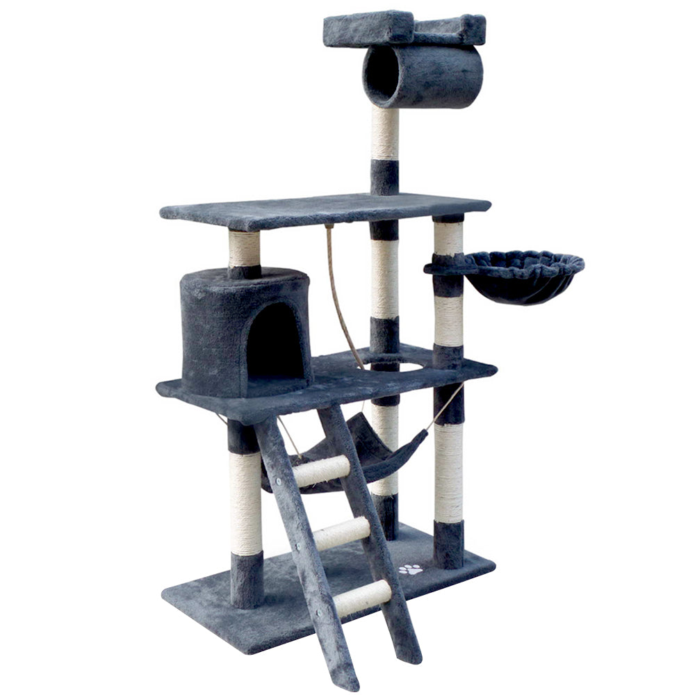 141cm Cat Tree Tower With Pouch Hammock - The Cat Den