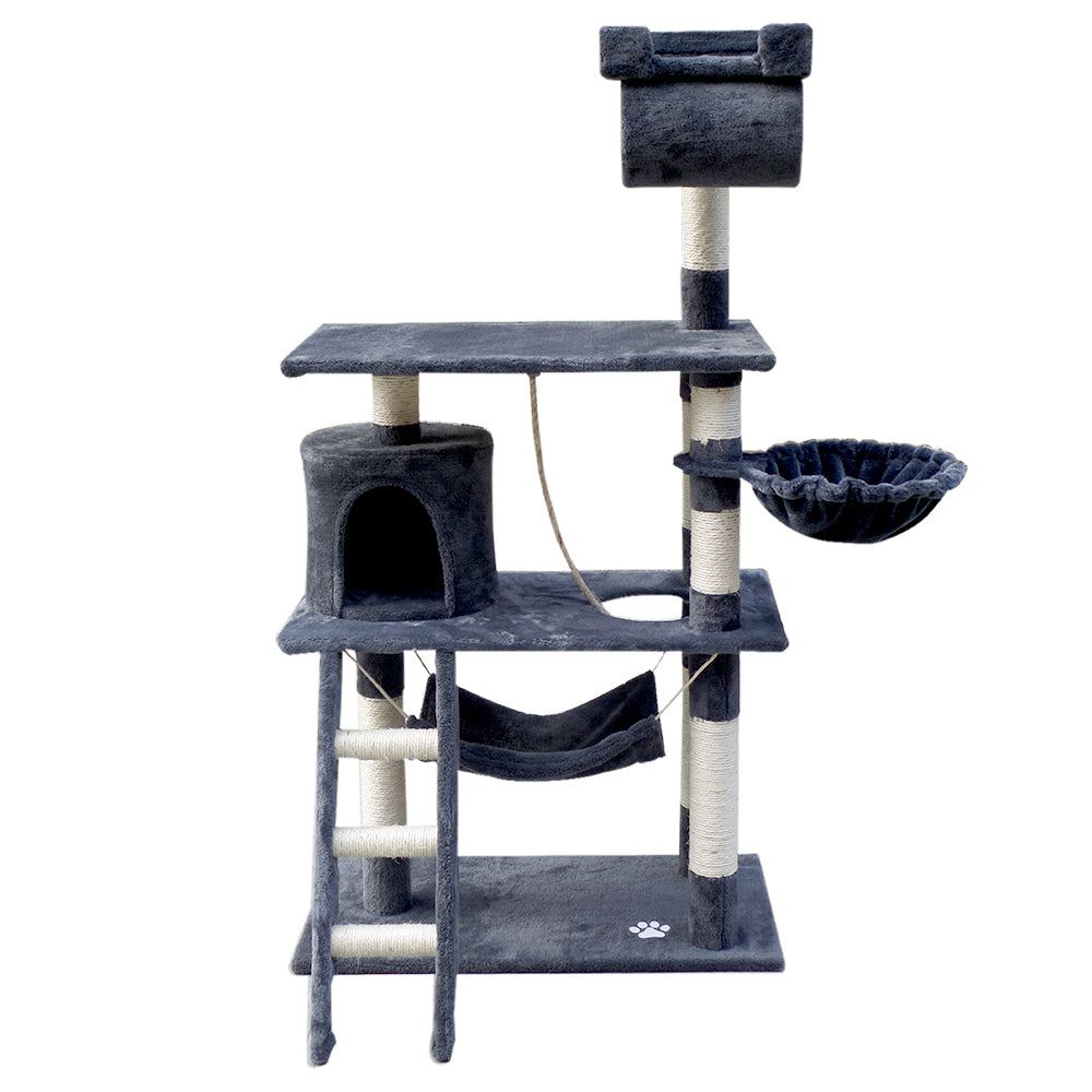 141cm Cat Tree Tower With Pouch Hammock - The Cat Den