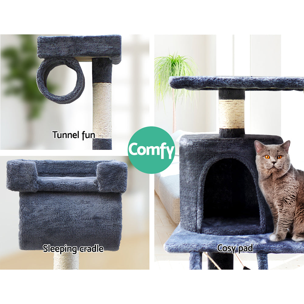 141cm Cat Tree Tower With Pouch Hammock - The Cat Den