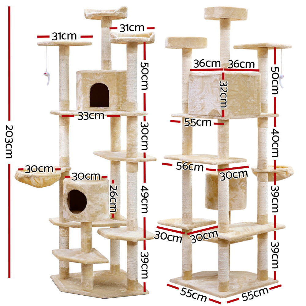 203cm Cat Tree Cat Tower Condo Furniture The Cat Den