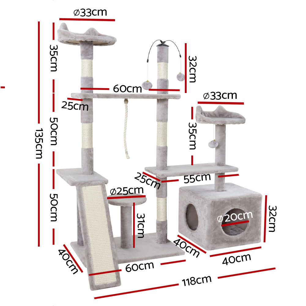 135cm Multi Level Cat Tree Entertainment Tower - The Cat Den