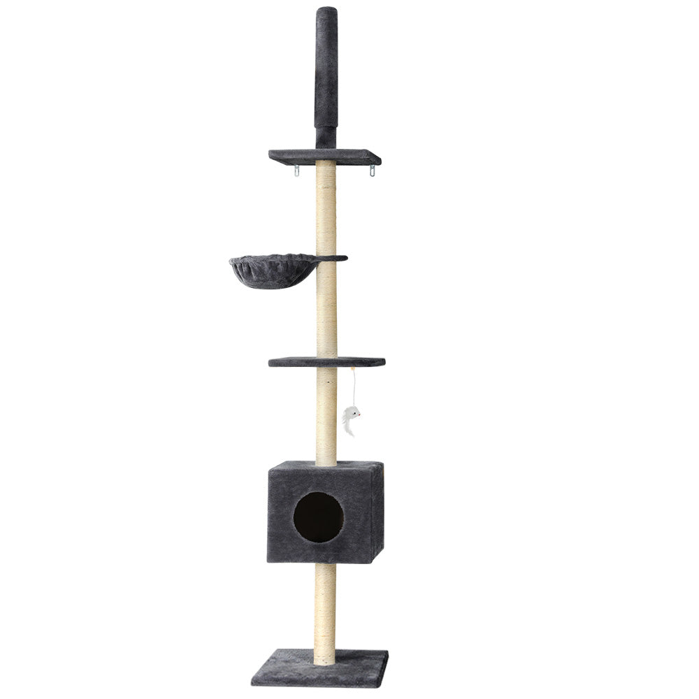 260cm Cat Tree Tower Scratching Post Scratcher Floor to Ceiling with Beds - The Cat Den