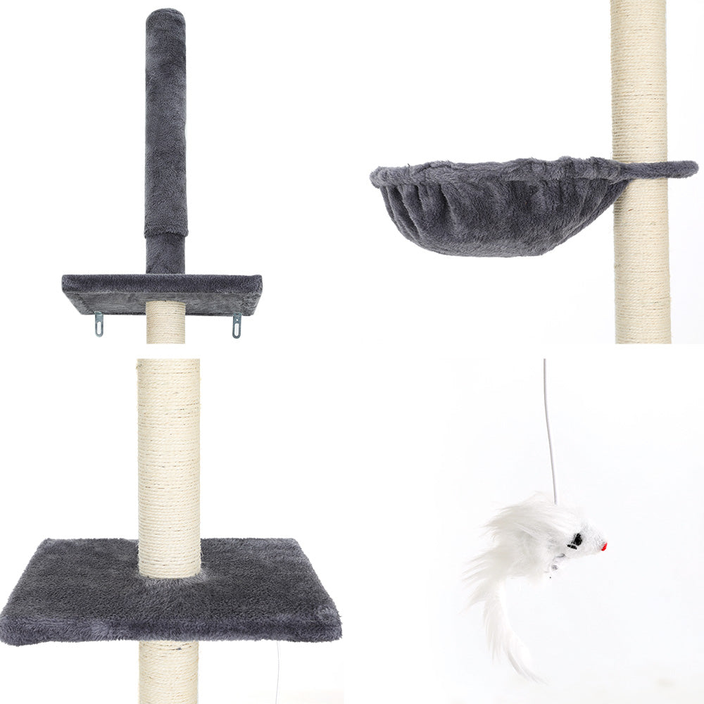 260cm Cat Tree Tower Scratching Post Scratcher Floor to Ceiling with Beds - The Cat Den