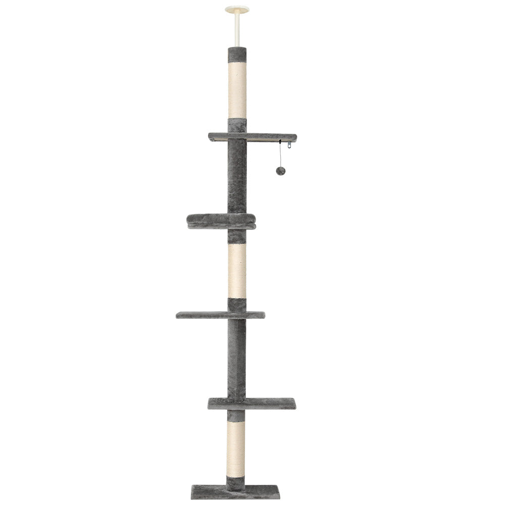 Cat Tree Tower Scratching Post Scratcher Floor to Ceiling Cats Bed 290cm - The Cat Den