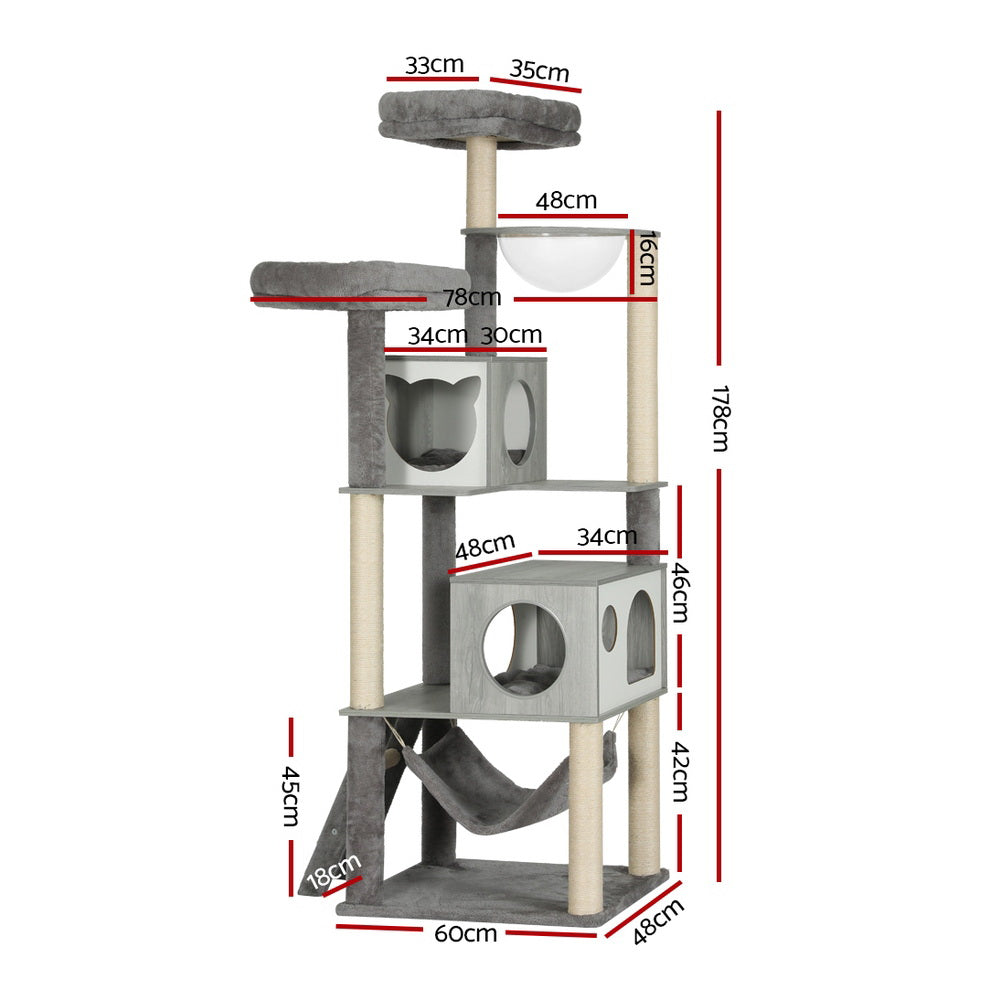 178cm Stylish Cat Tree Tower Scratching Post Scratcher Wood Bed Condo House Wooden Ladder - The Cat Den