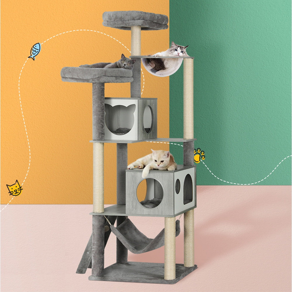 178cm Stylish Cat Tree Tower Scratching Post Scratcher Wood Bed Condo House Wooden Ladder - The Cat Den