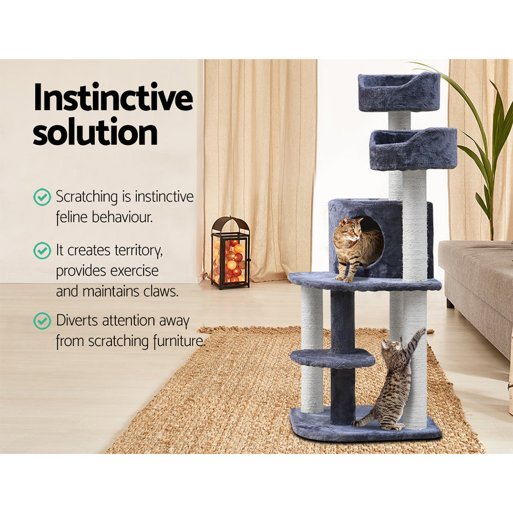 126cm Cat Tree with Multi Beds - The Cat Den