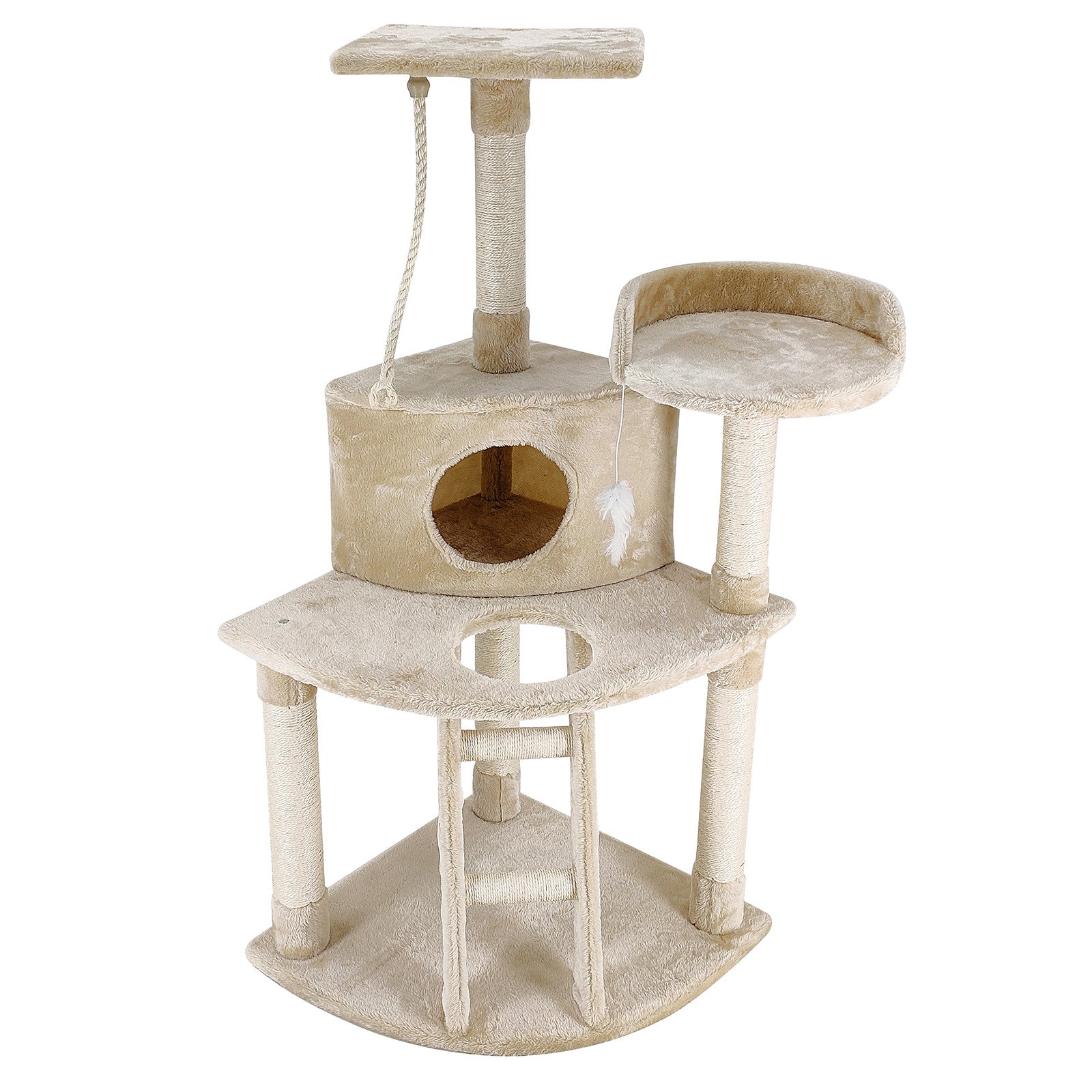 120cm Cat Scratching Tree - Beige - The Cat Den