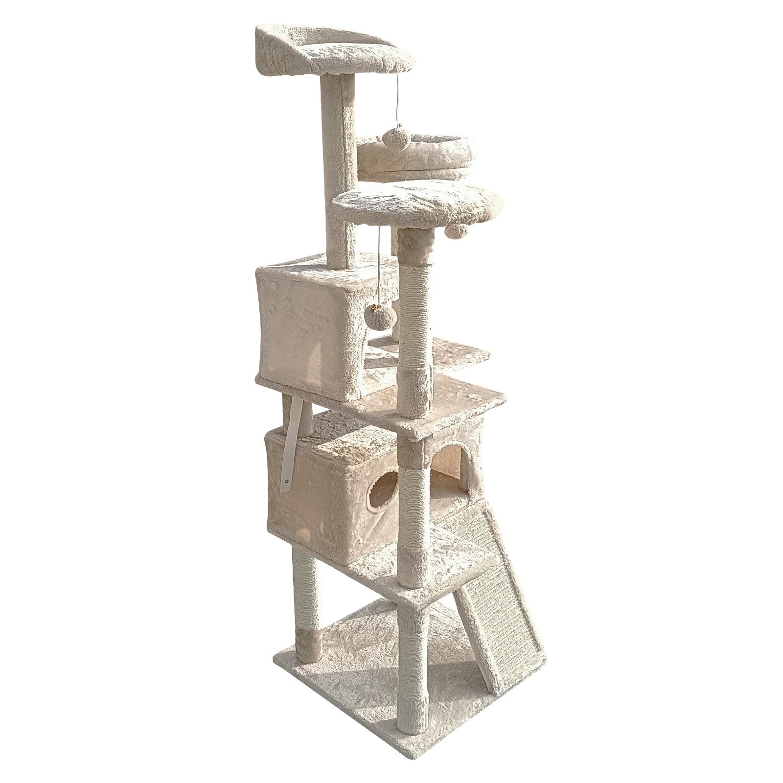 152cm Cat Climbing Tree - Beige - The Cat Den