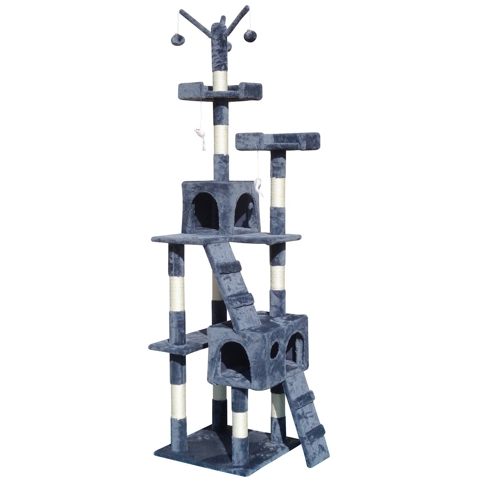 200cm Cat Tree - Multi Platform - Grey - The Cat Den