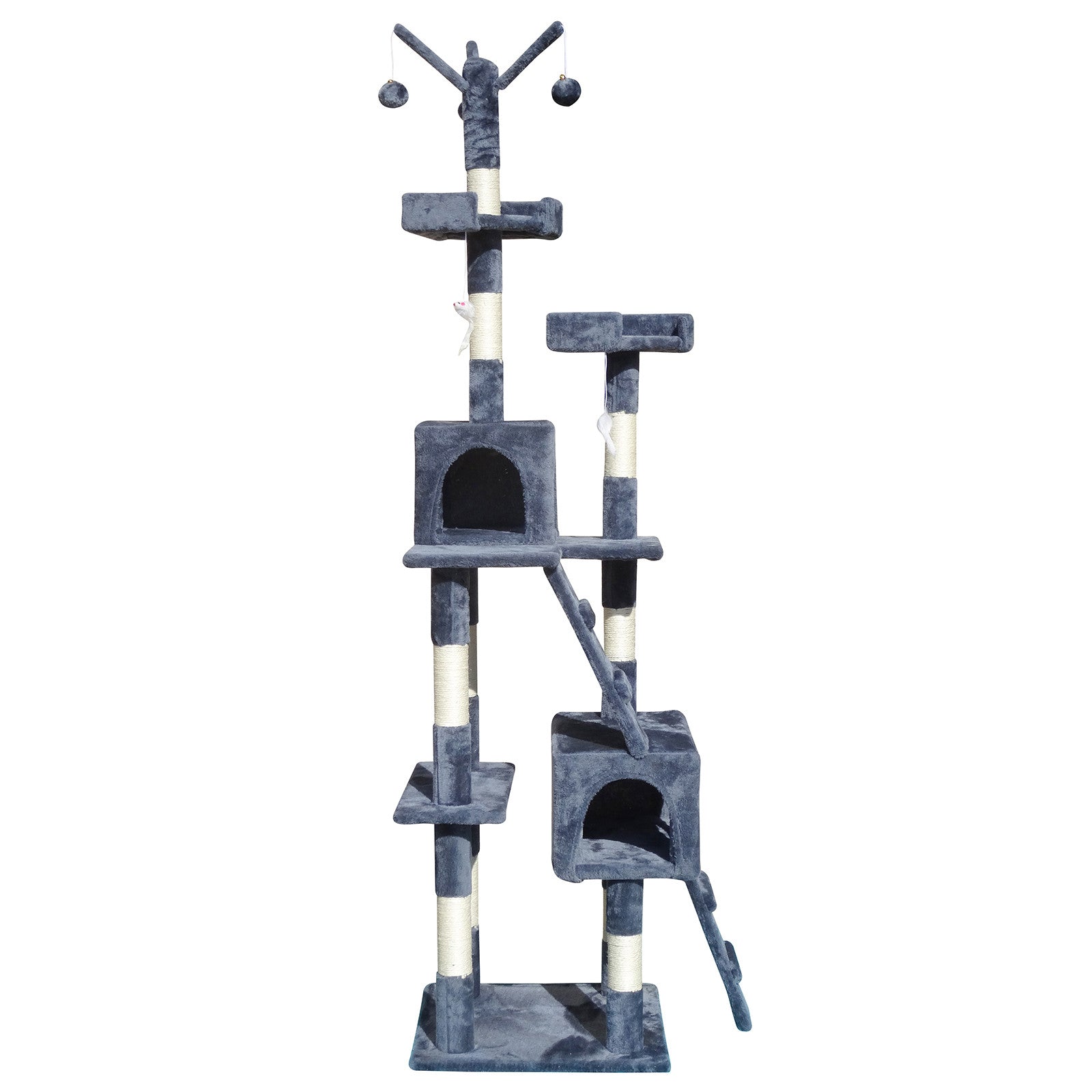 200cm Cat Tree - Multi Platform - Grey - The Cat Den