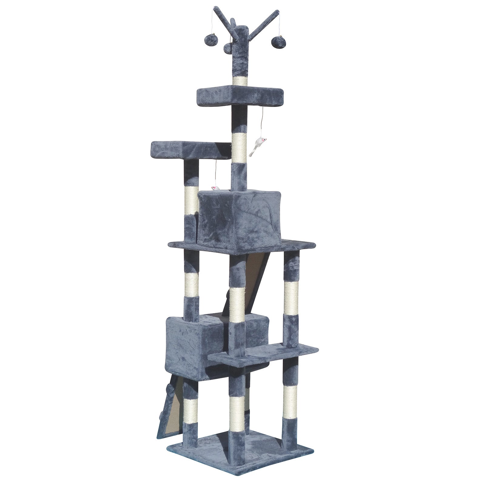 200cm Cat Tree - Multi Platform - Grey - The Cat Den