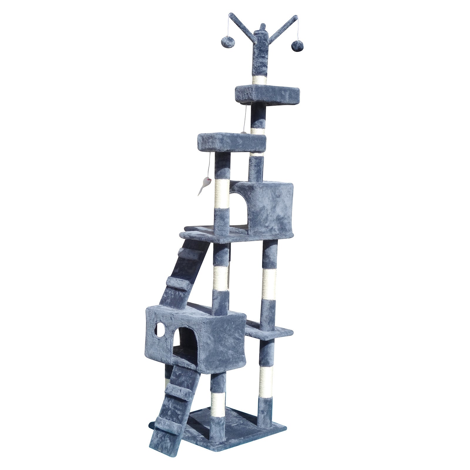 200cm Cat Tree - Multi Platform - Grey - The Cat Den