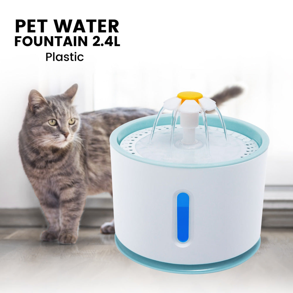 Pet Water Fountain 2.4L (Blue) - The Cat Den